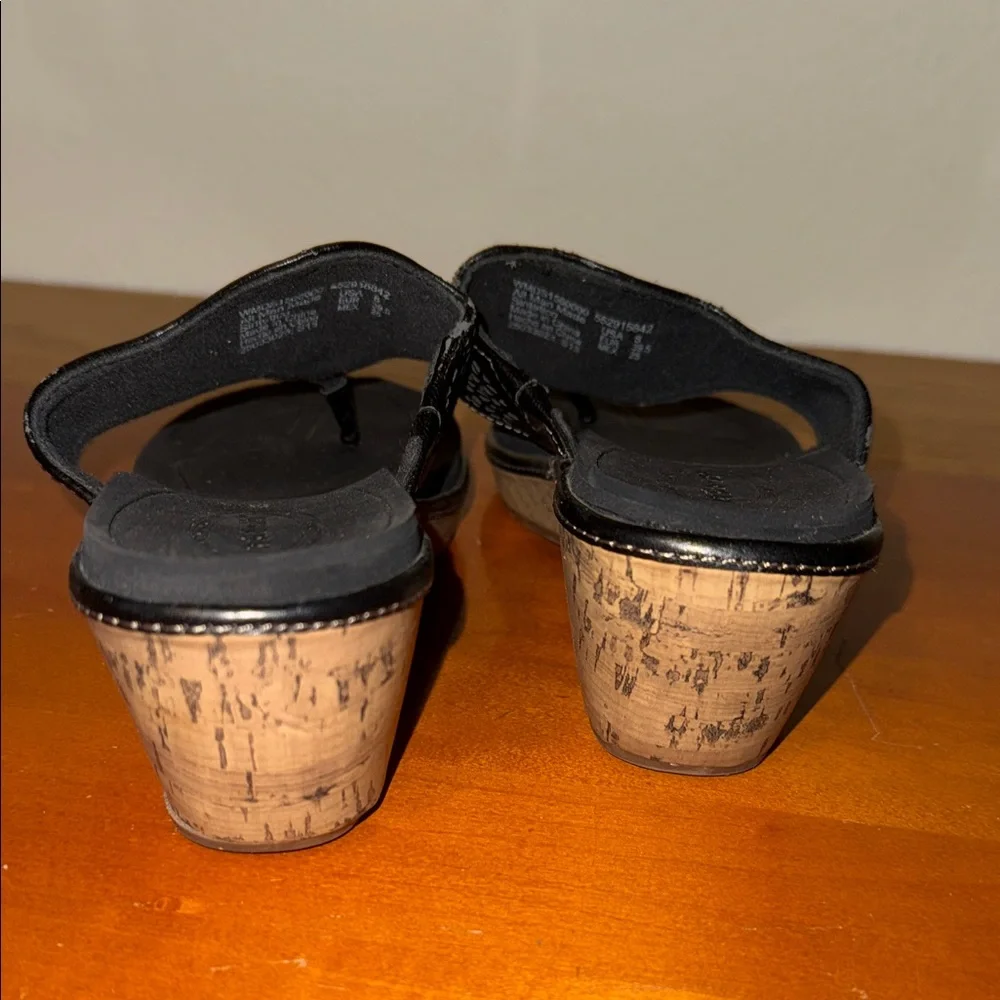 Dr.‎ Scholl's Black Cork Wedge Sandals Thong